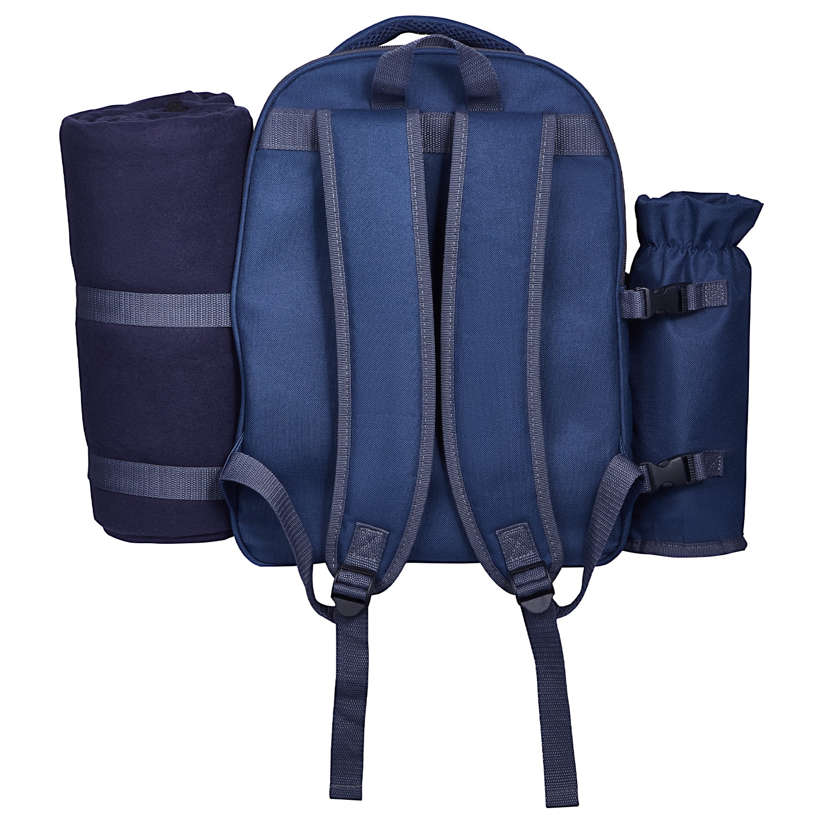 Beach Picnic Backpack Bag For 2 Person With Cooler Compartment Navy Blue_voghion.com